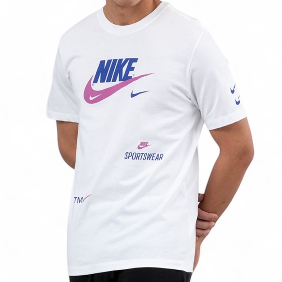 NIKE Sportswear White Retro Graphic Logo Swoosh Short Sleeve T-Shirt Men’s Large - Picture 1 of 11